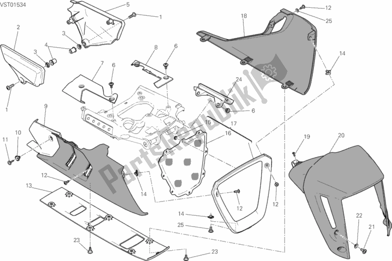 All parts for the Fairing of the Ducati Diavel Xdiavel USA 1260 2016